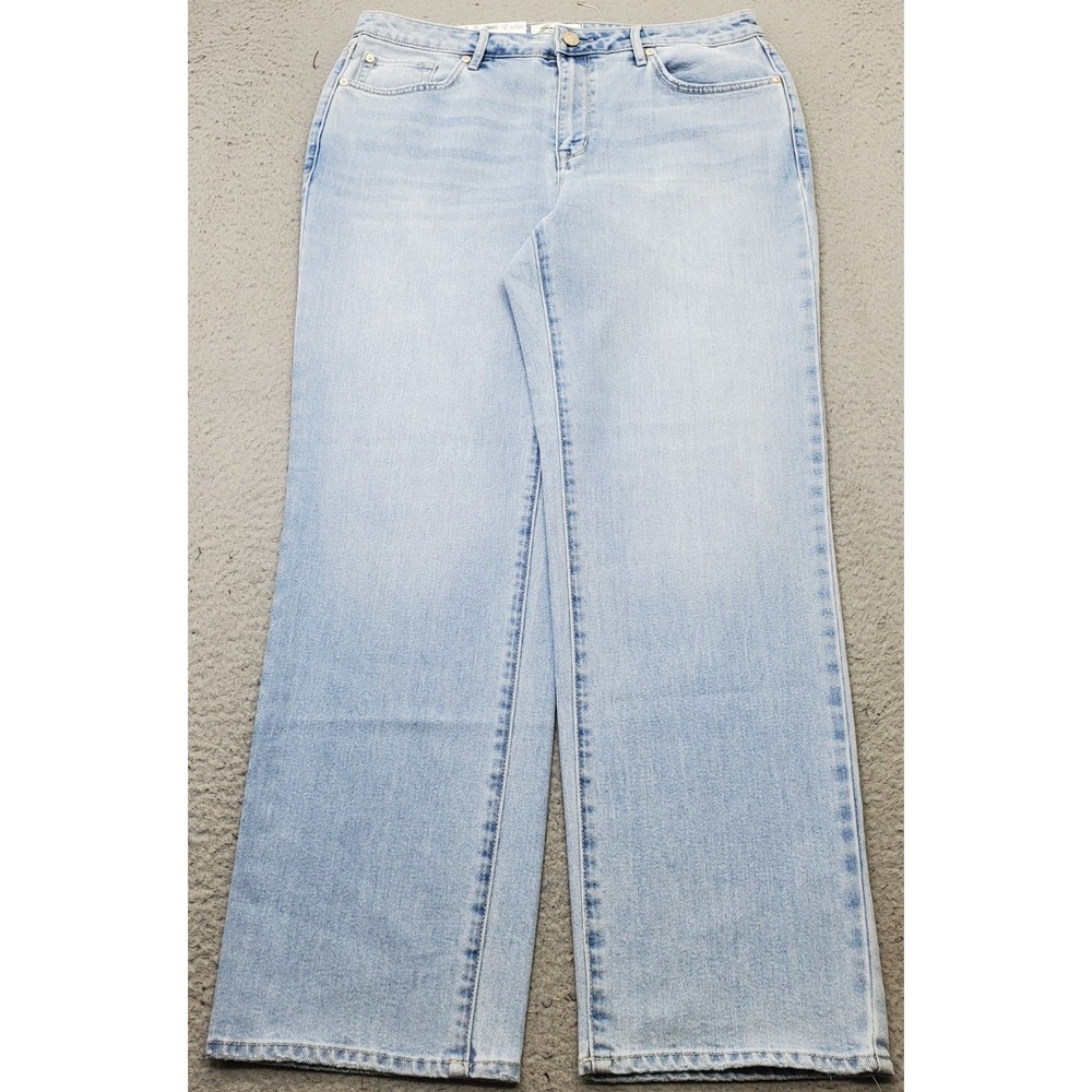 Seven7 Jeans Womens 8 Blue Denim Light Wash Stretch High Rise Loose Straight Leg